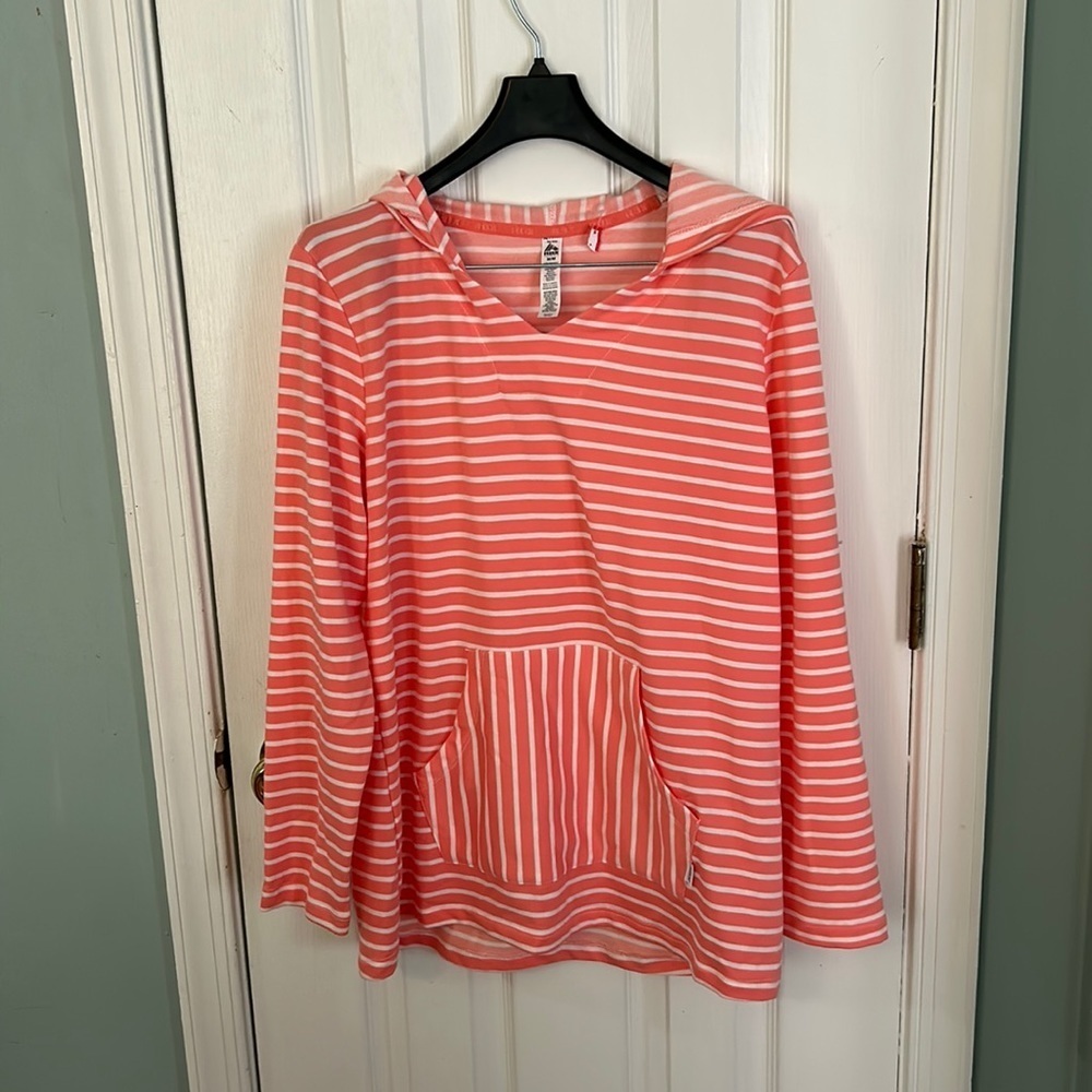 Pink and white striped long sleeve shirt